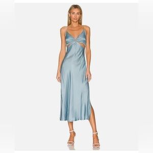 JONATHAN SIMKHAI STANDARD Eliza Cutout Slip Dress - Blue Midi Dress